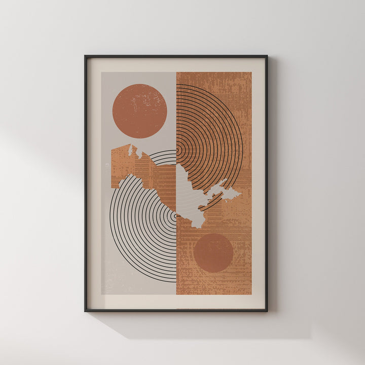 Uzbekistan Map Wall Art Print | Boho Mid Century