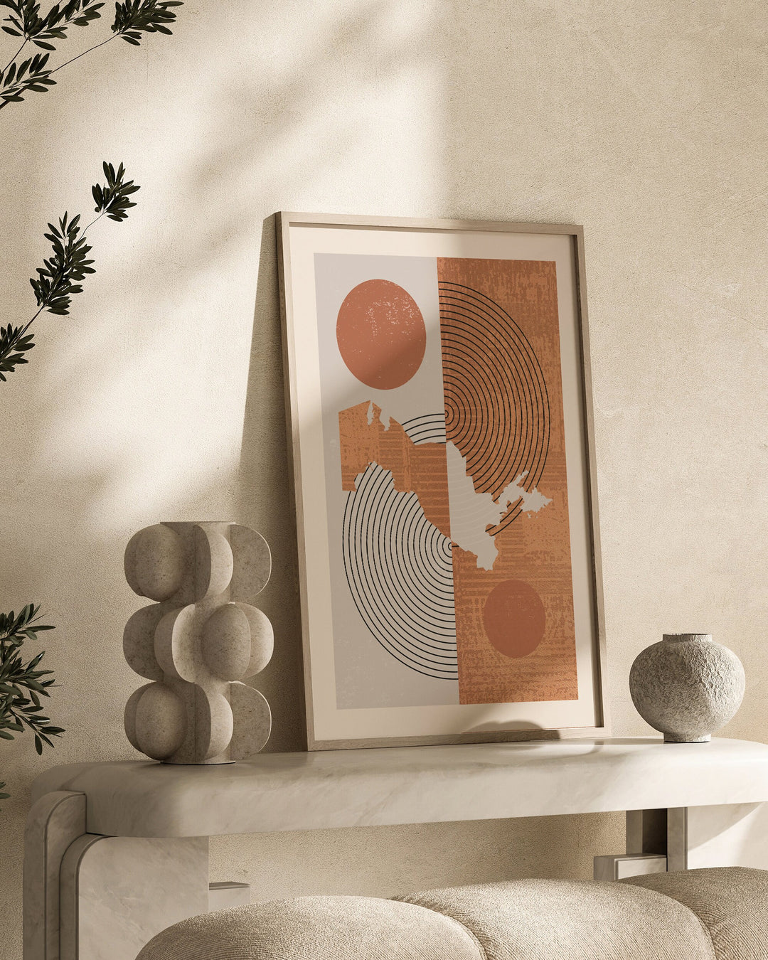 Uzbekistan Map Wall Art Print | Boho Mid Century