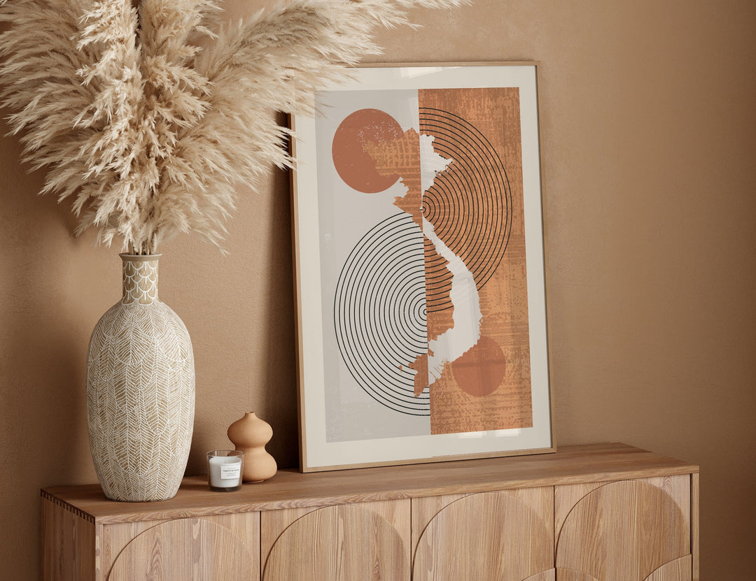 Vietnam Map Wall Art Print | Boho Mid Century
