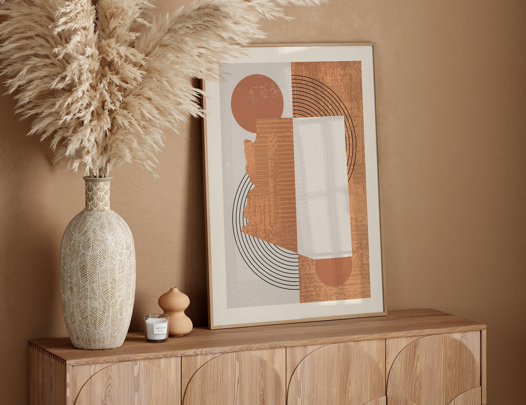 Arizona Map Wall Art Print | Boho Mid Century | USA | United States of America