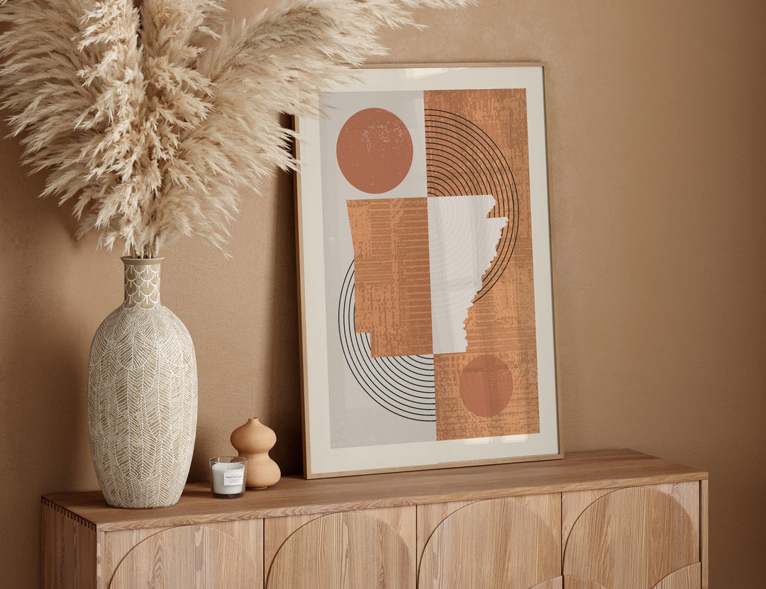 Arkanas Map Wall Art Print | Boho Mid Century | USA | United States of America