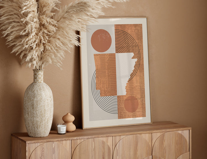 Arkanas Map Wall Art Print | Boho Mid Century | USA | United States of America