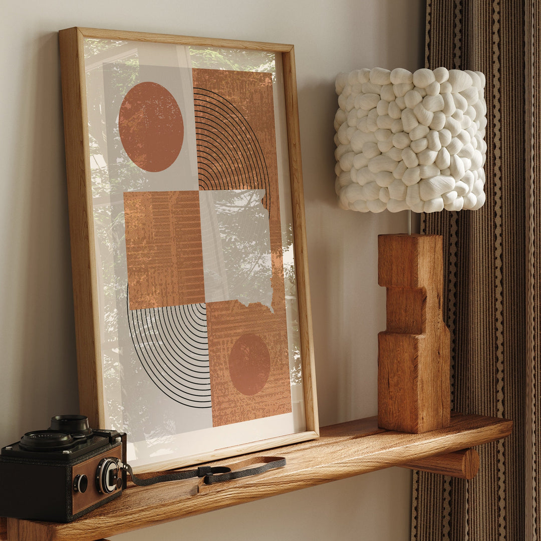 South Dakota Map Boho Wall Art Print | Mid Century | USA | United States of America