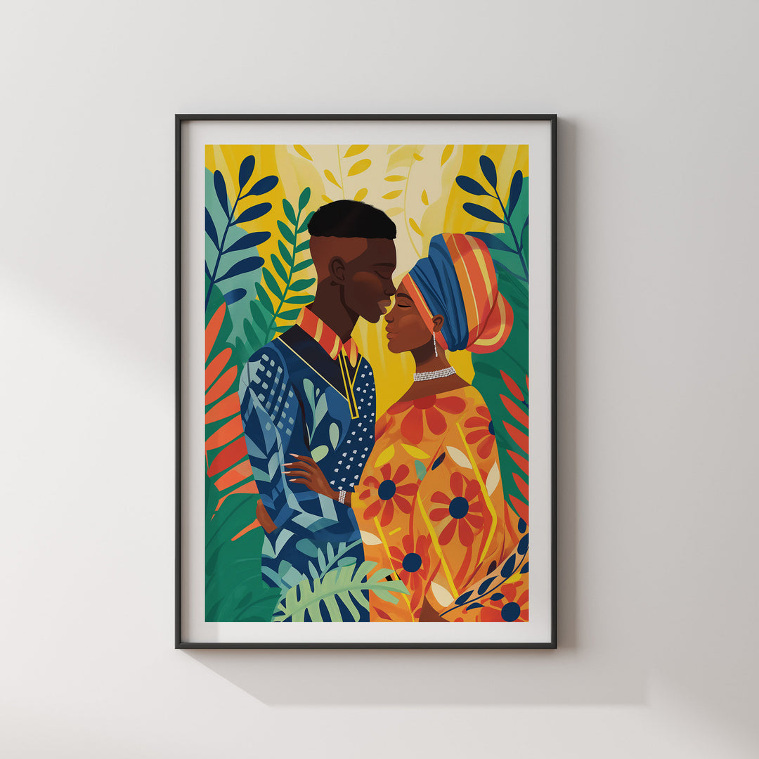 Nigerian Couple Wall Art Print | Traditional Nigerian Couple Wall Art | Nigeria Travel Print