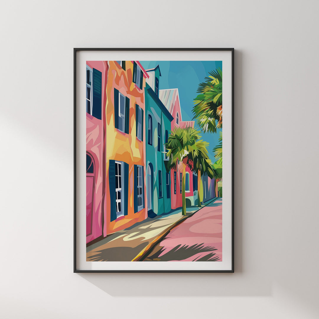 Rainbow Row, South Carolina Wall Art Print | South Carolina Travel Poster