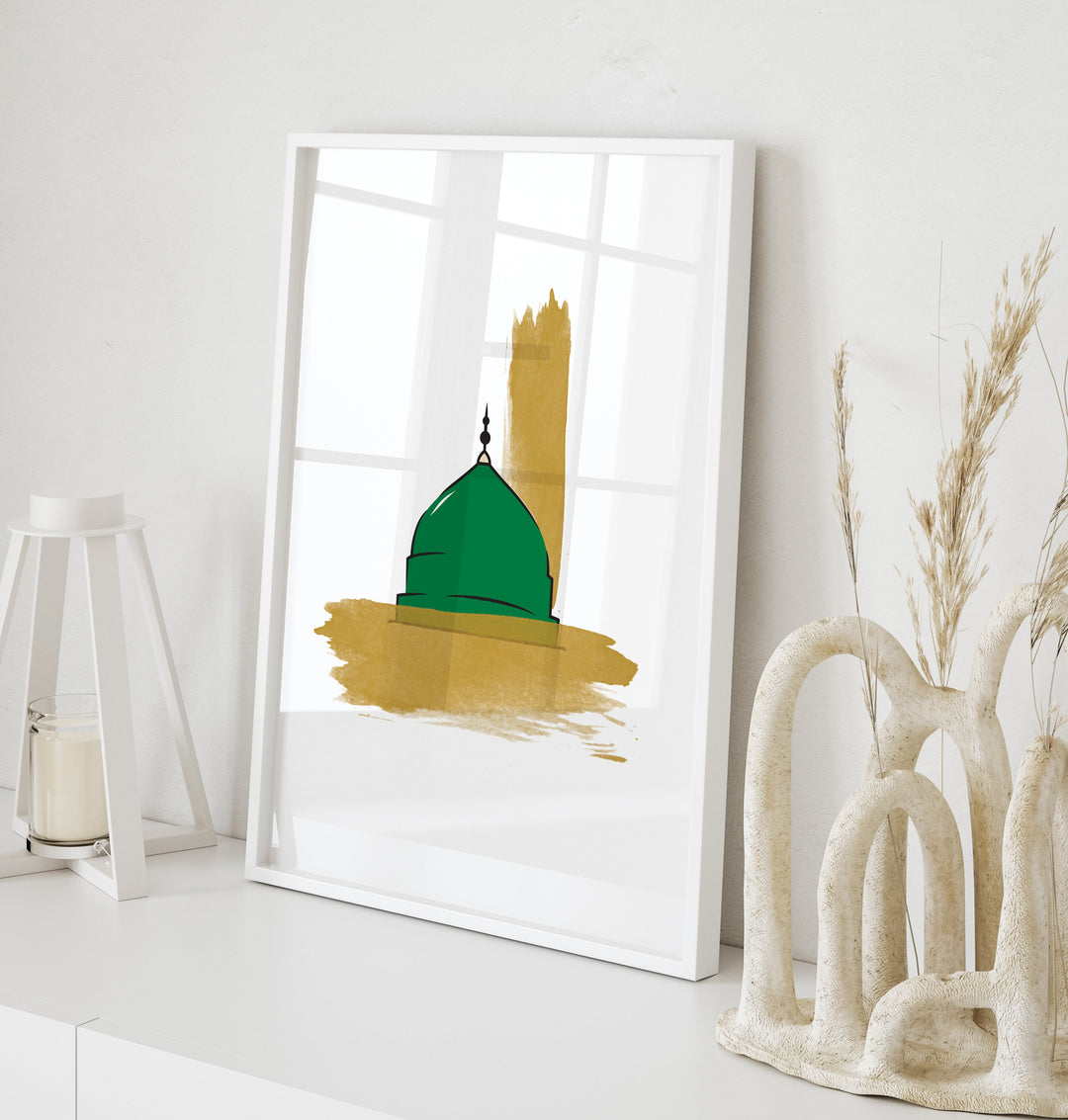 Set of 2 Holy Mosques Abstract Minimalistic Islamic Wall Art Prints Masjid Nabwi And Masjid Al Haram