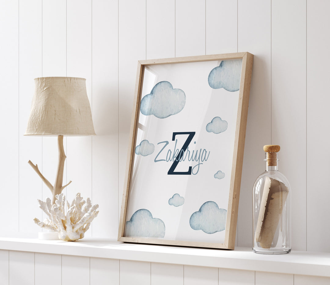 Set of 3 Personalised Planes & Clouds Children's Islamic Wall Art Prints | Ayatul Kursi | Morning Dua | Night Dua