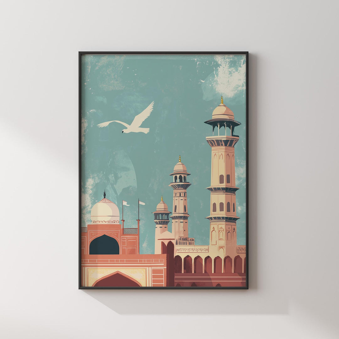 Lahore Wall Art Print | Pakistan Travel Poster | Badshahi Mosque