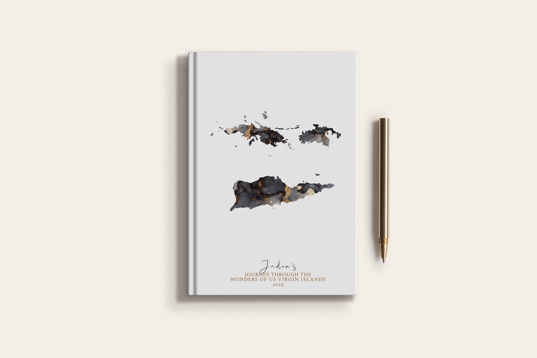 US Virgin Islands Travel Journal Personalised Travel Diary Notebook Country US Virgin Islands Map Custom Map Planner