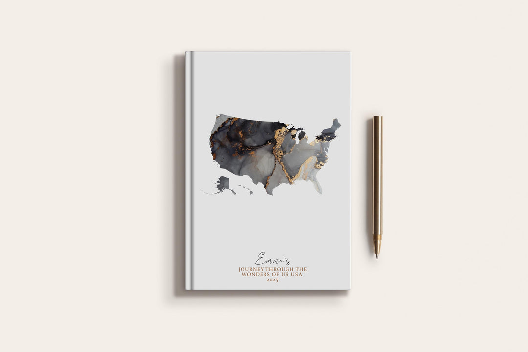 USA Travel Journal Personalised Travel Diary Notebook Country USA Map Custom Map Planner