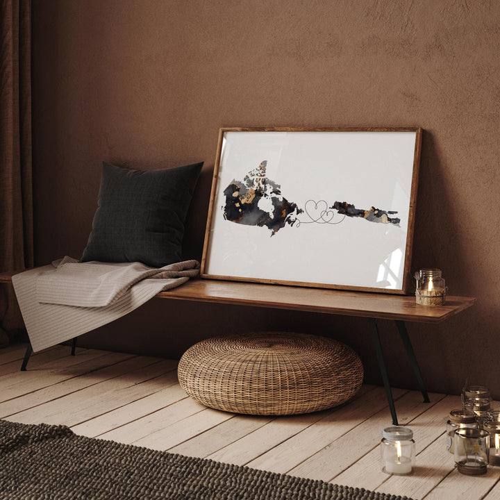 Canada and Java Map Black & Gold Travel Wall Art Print | Canadian | Minimalist Decor | International Travel Art