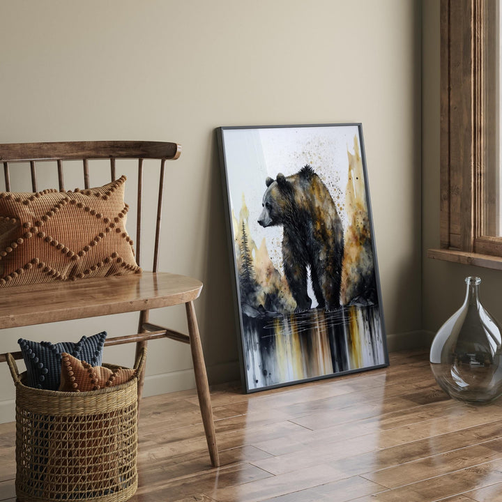 Bear Black and Gold  Wall Art Print | Bold and Striking Animal Decor for Home or Office