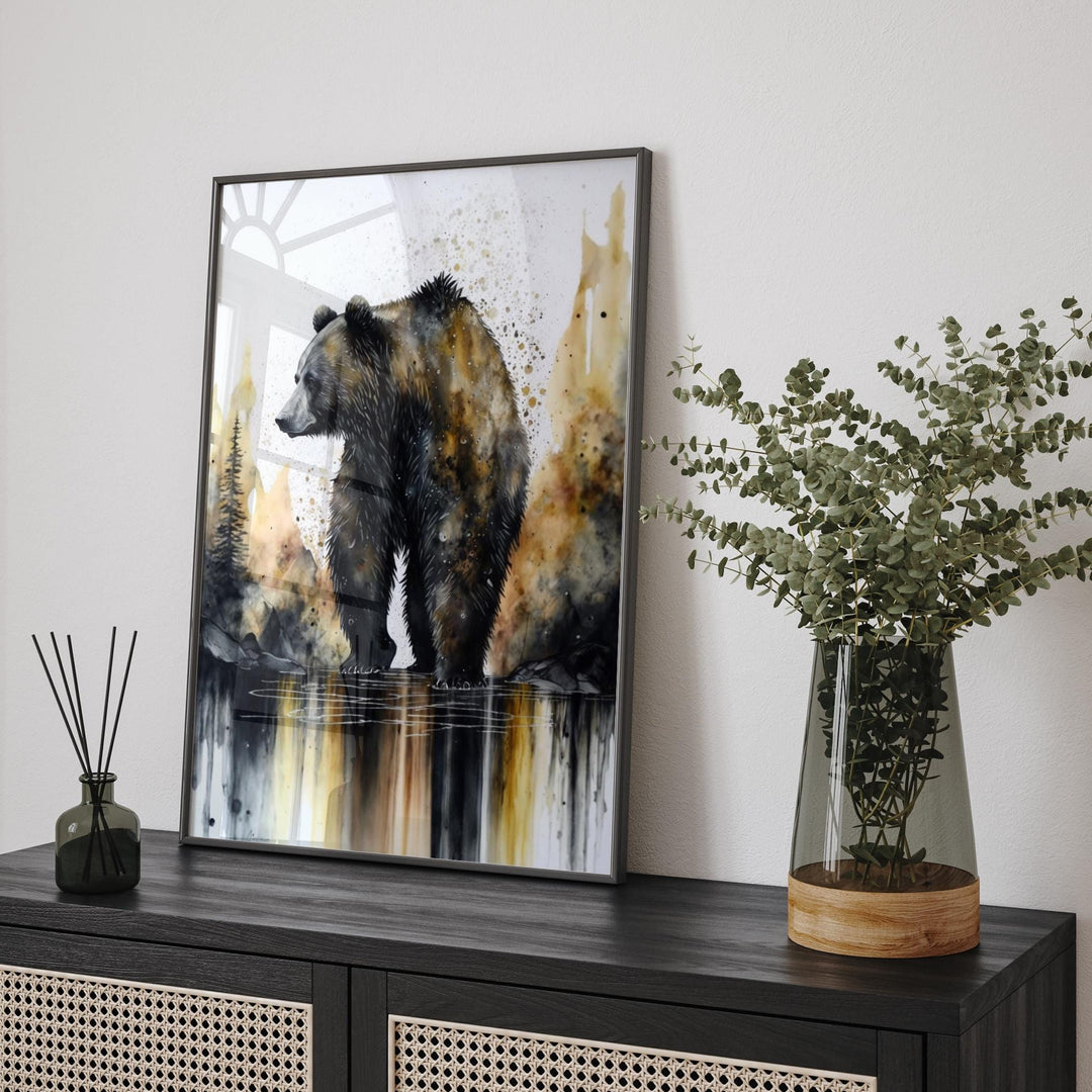 Bear Black and Gold  Wall Art Print | Bold and Striking Animal Decor for Home or Office