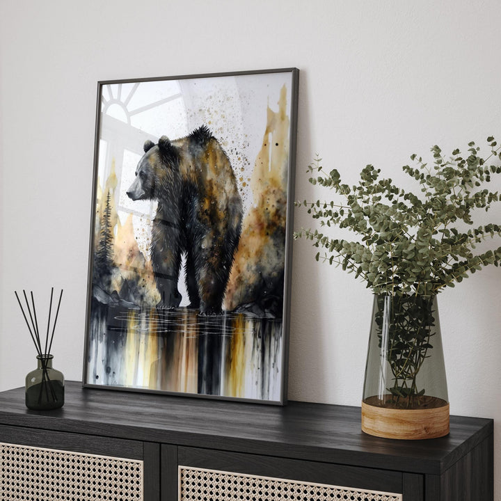 Bear Black and Gold  Wall Art Print | Bold and Striking Animal Decor for Home or Office