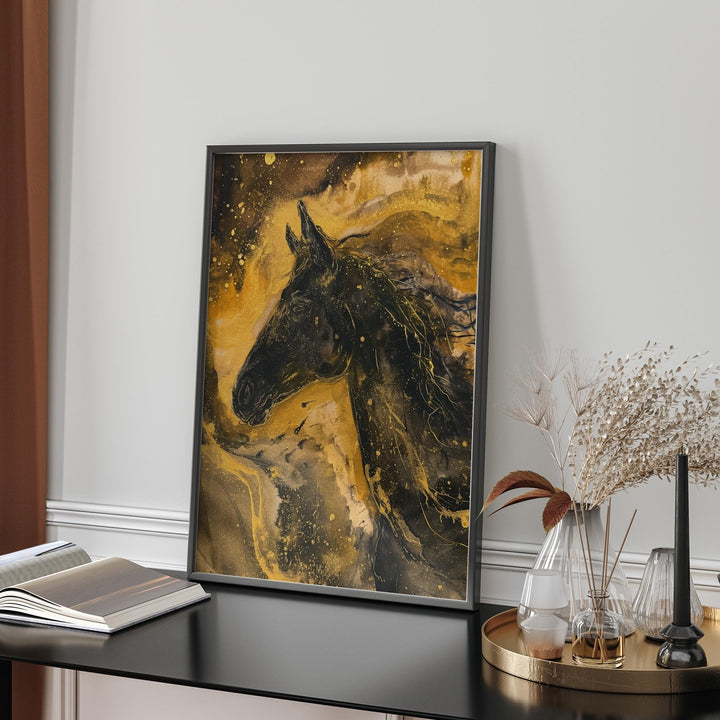 Black horse Majestic  Art Print | Elegant Wall Decor for Equestrian Lovers