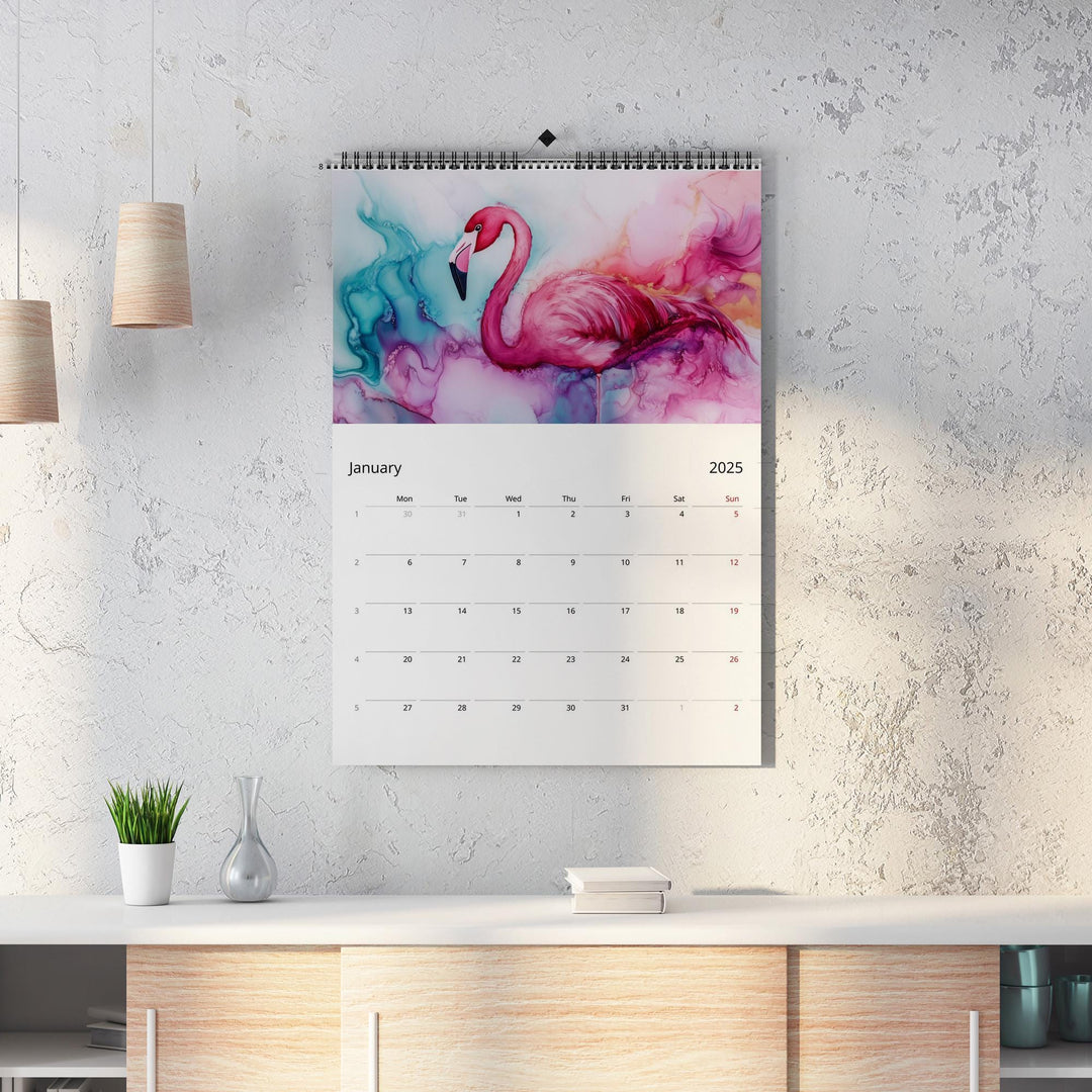 2025 Calendar Flamingo Edition | Large A3 A4 11x16.5" | Flamingo Art Calendar | New Year Christmas Gift | Eco Friendly | Sustainable