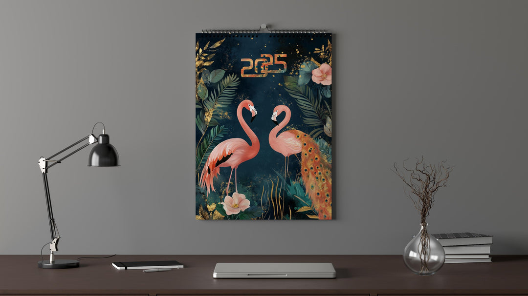 2025 Calendar Flamingo Edition | Large A3 A4 11x16.5" | Flamingo Art Calendar | New Year Christmas Gift | Eco Friendly | Sustainable