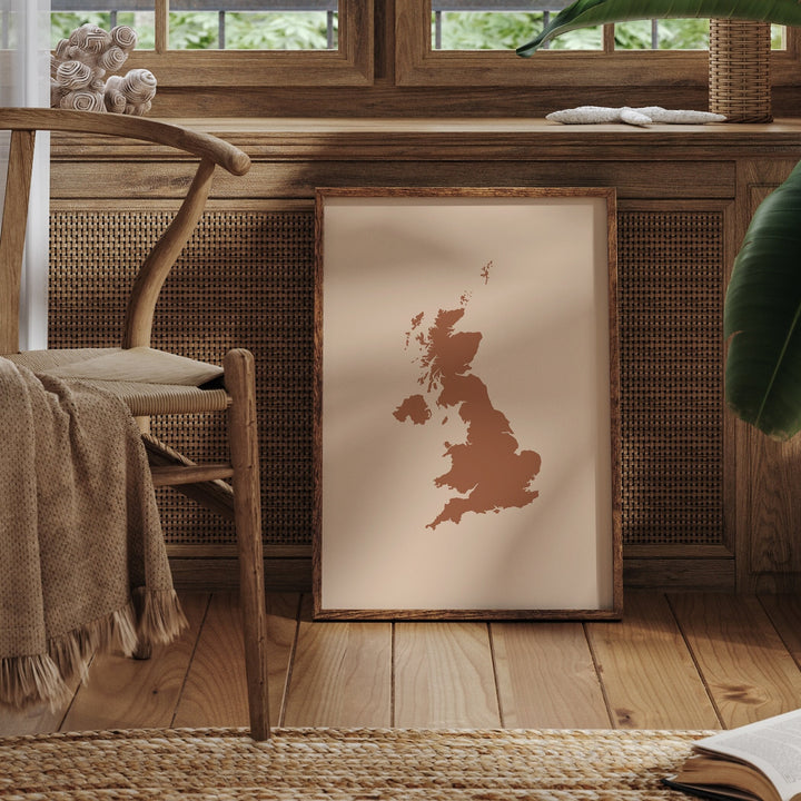 United Kingdom Map Boho Wall Art Print Mid Century UK Travel Poster Great Britain