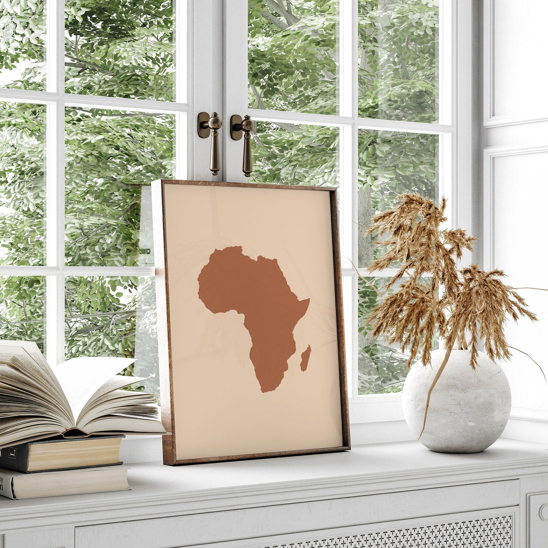 Africa Map Boho Wall Art Print Mid Century Travel Poster