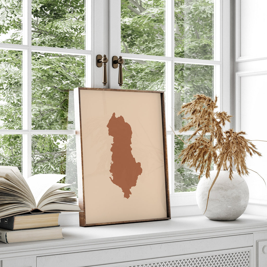 Albania Map Boho Wall Art Print Mid Century Travel Poster