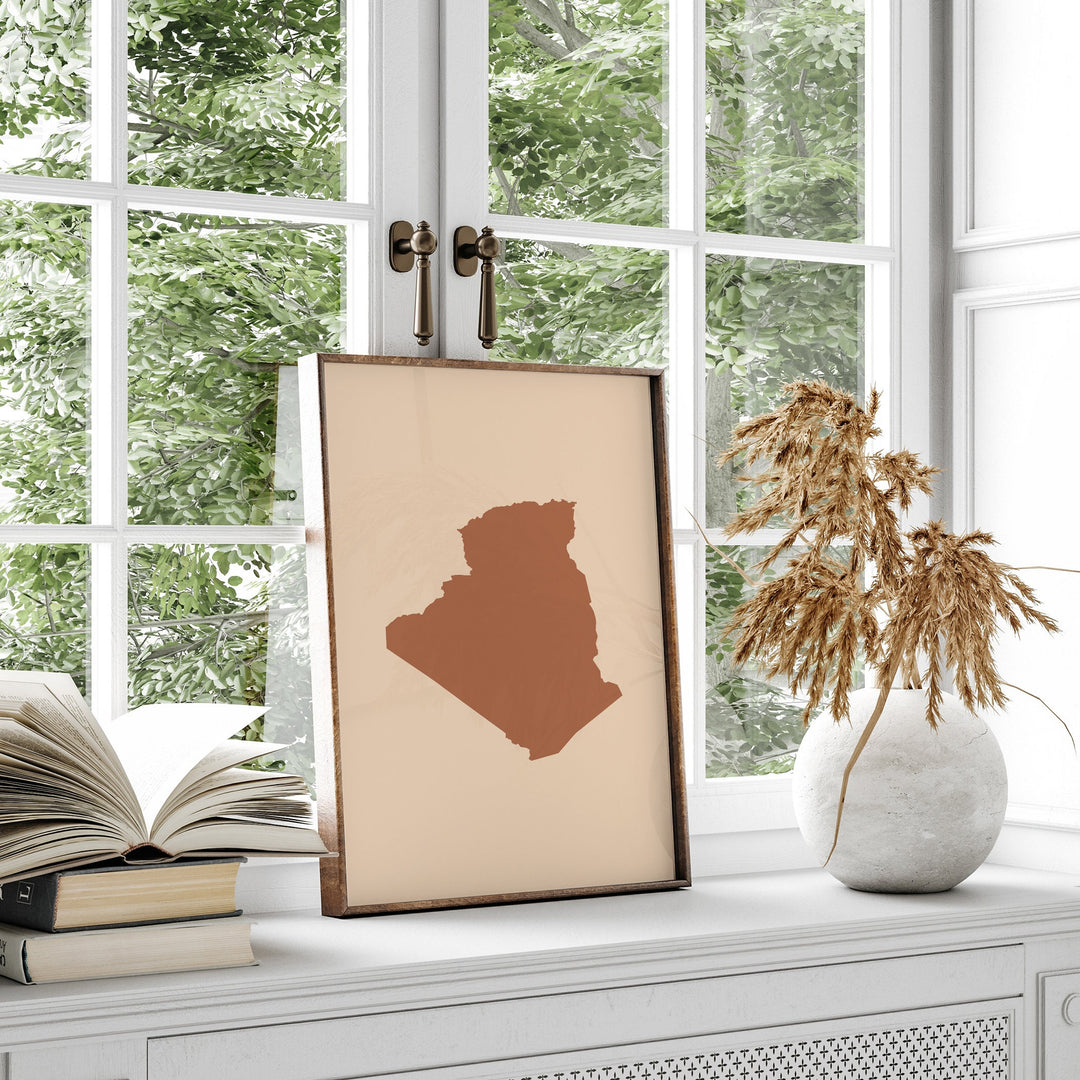 Algeria Map Boho Wall Art Print Mid Century Travel Poster