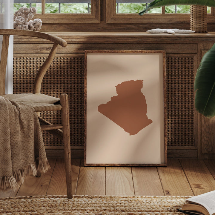 Algeria Map Boho Wall Art Print Mid Century Travel Poster