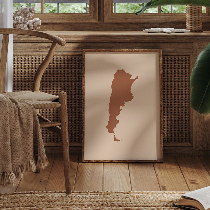 Argentina Map Boho Wall Art Print Mid Century Travel Poster