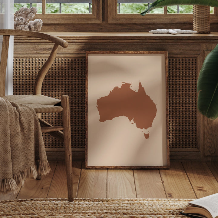 Australia Map Boho Wall Art Print Mid Century Travel Poster