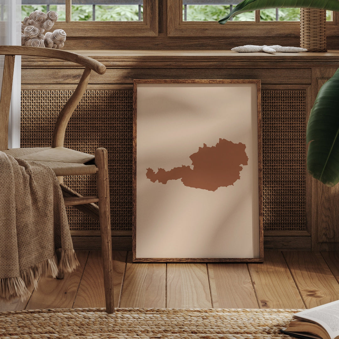 Austria Map Boho Wall Art Print Mid Century Travel Poster