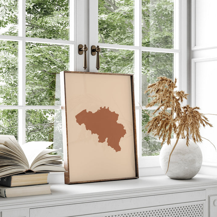 Belgium Map Boho Wall Art Print Mid Century Europe Travel Poster