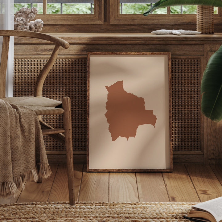 Bolivia Map Boho Wall Art Print Mid Century Travel Poster