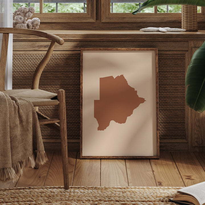 Botswana Map Boho Wall Art Print Mid Century Travel Poster
