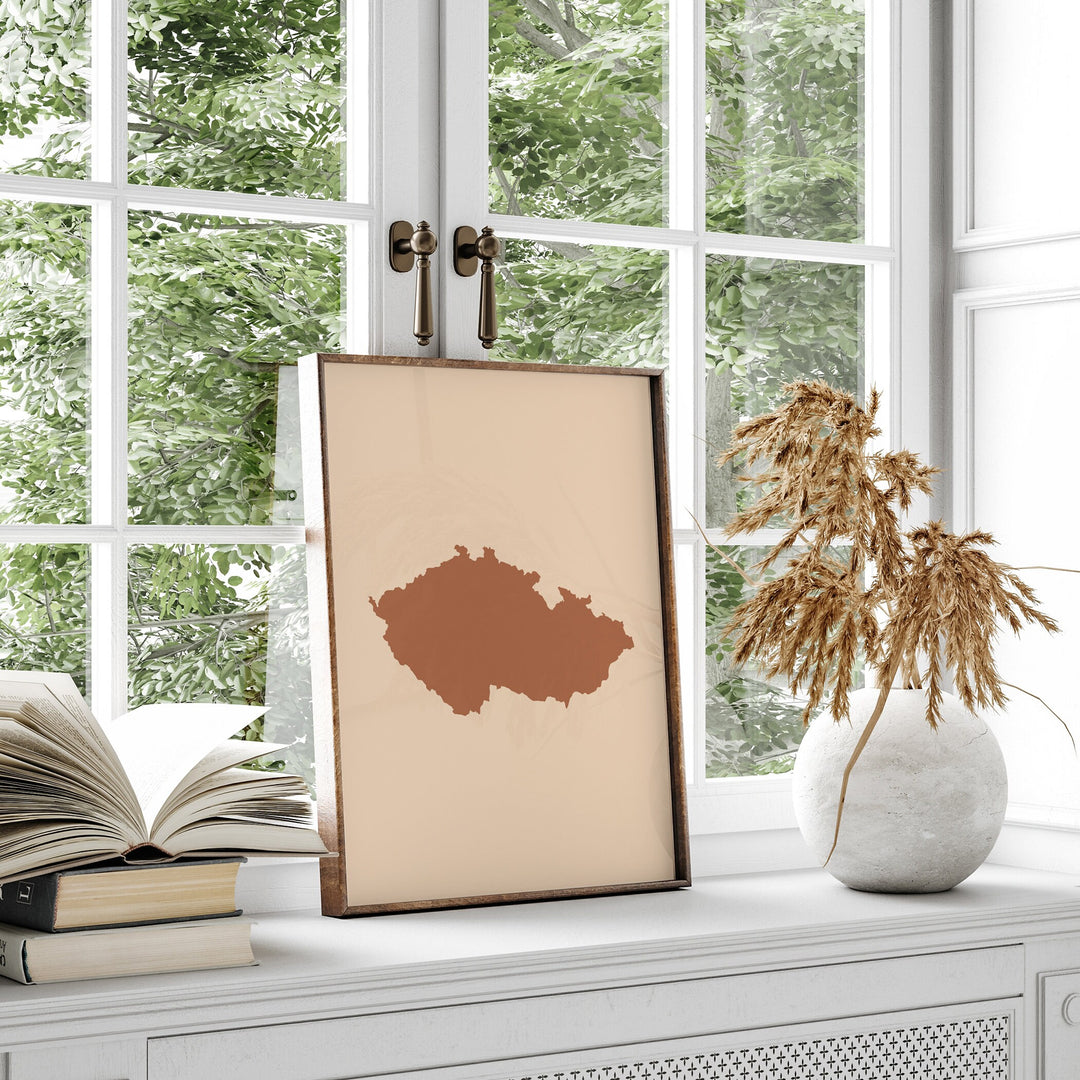 Czech Republic Map Boho Wall Art Print Mid Century Travel Poster