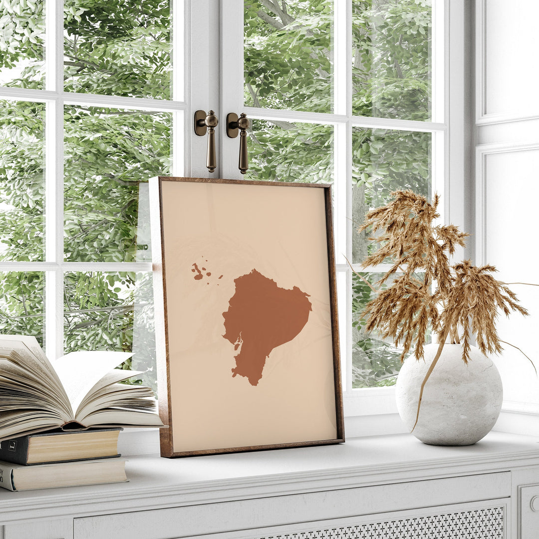 Ecuador Map Boho Wall Art Print Mid Century Travel Poster
