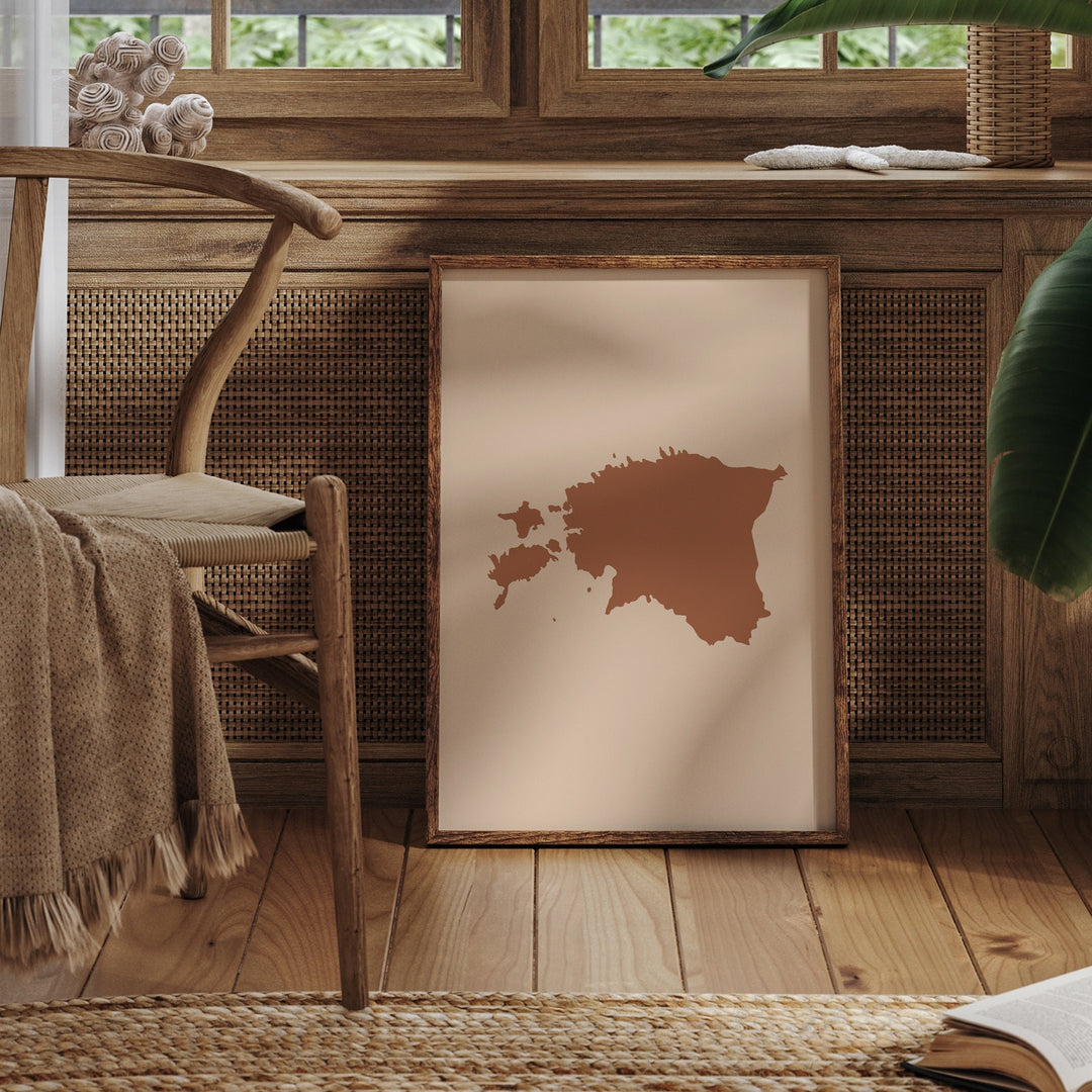 Estonia Map Boho Wall Art Print Mid Century Travel Poster