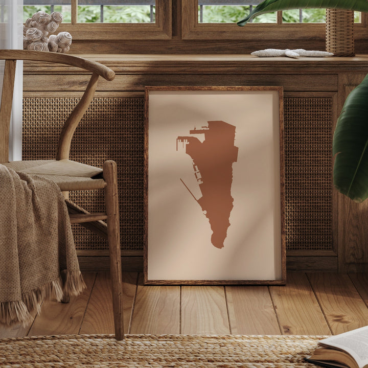 Gibraltar Map Boho Wall Art Print Mid Century Travel Poster