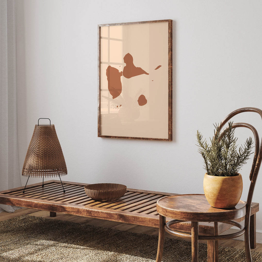 Guadeloupe Map Boho Wall Art Print Mid Century Travel Poster