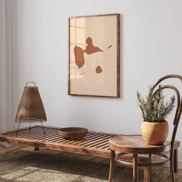 Guadeloupe Map Boho Wall Art Print Mid Century Travel Poster