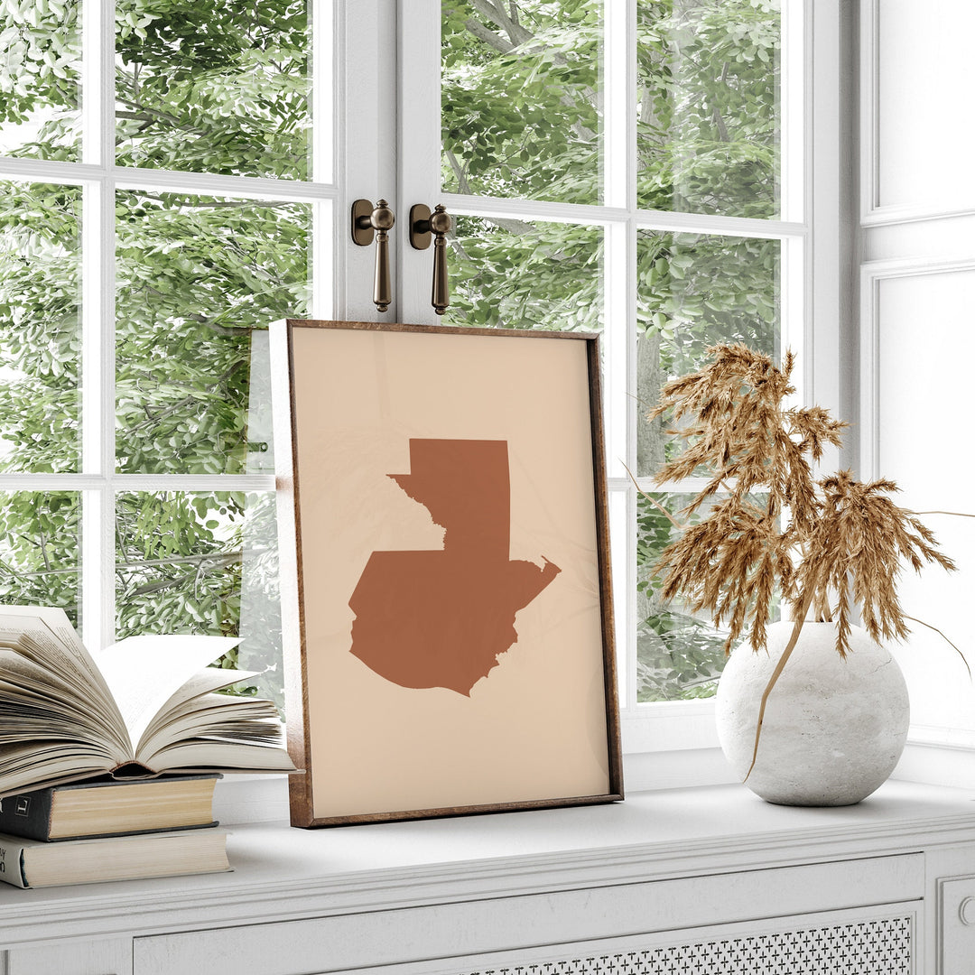 Guatemala Map Boho Wall Art Print Mid Century Travel Poster