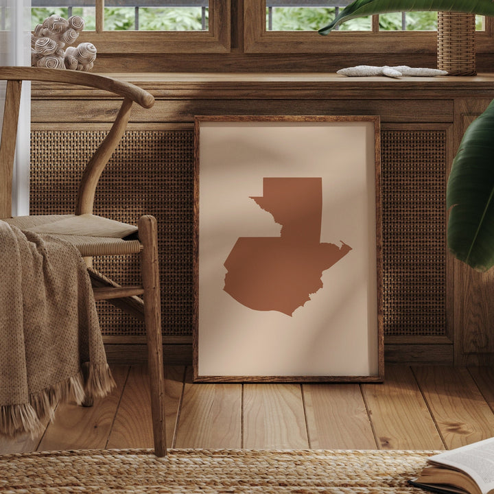 Guatemala Map Boho Wall Art Print Mid Century Travel Poster