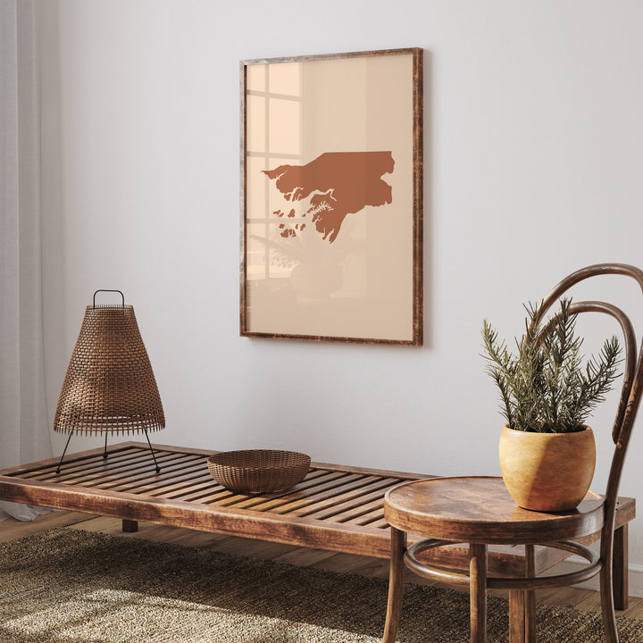 Guinea-Bissau Map Boho Wall Art Print Mid Century Travel Poster