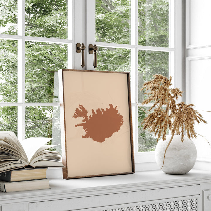 Iceland Map Boho Wall Art Print Mid Century Travel Poster