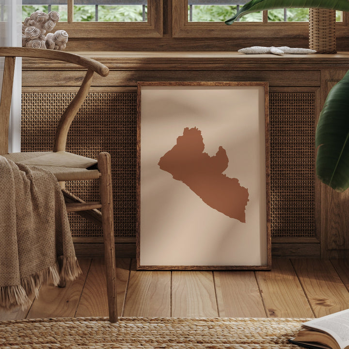 Liberia Map Boho Wall Art Print Mid Century Travel Poster