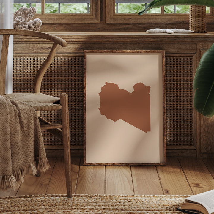 Libya Map Boho Wall Art Print Mid Century Travel Poster