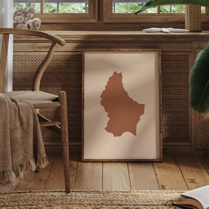 Luxembourg Map Boho Wall Art Print Mid Century Travel Poster
