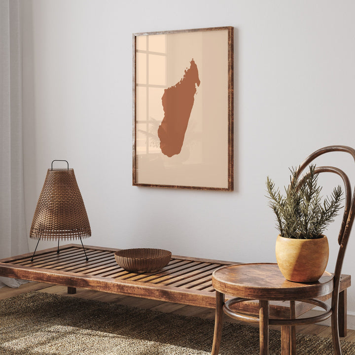 Madagascar Map Boho Wall Art Print Mid Century Travel Poster