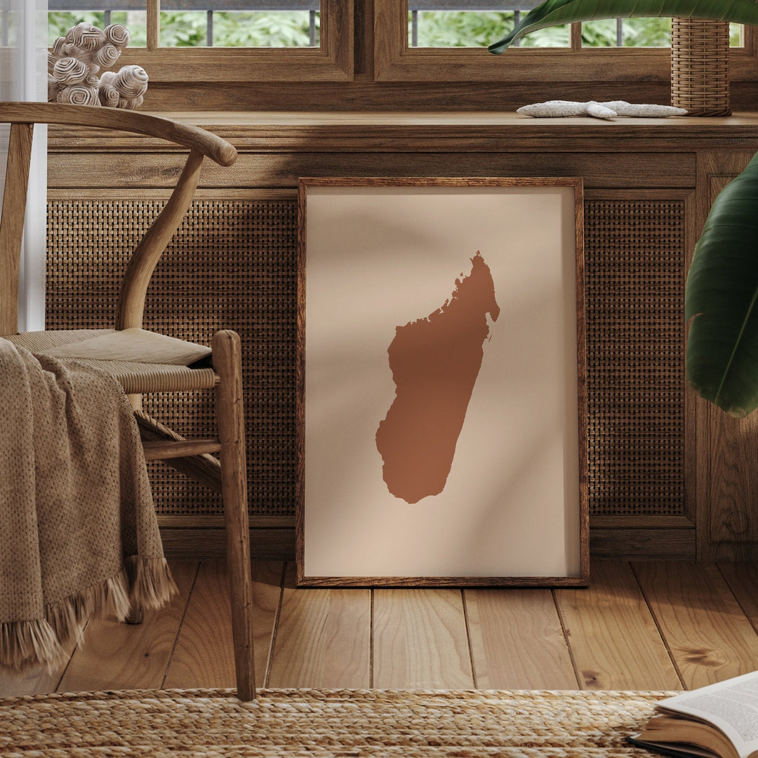 Madagascar Map Boho Wall Art Print Mid Century Travel Poster