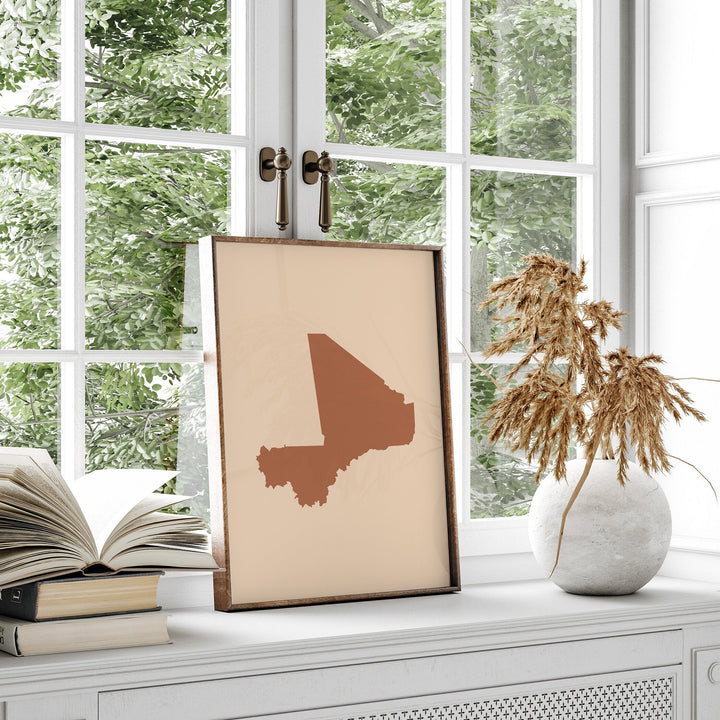 Mali Map Boho Wall Art Print Mid Century Travel Poster