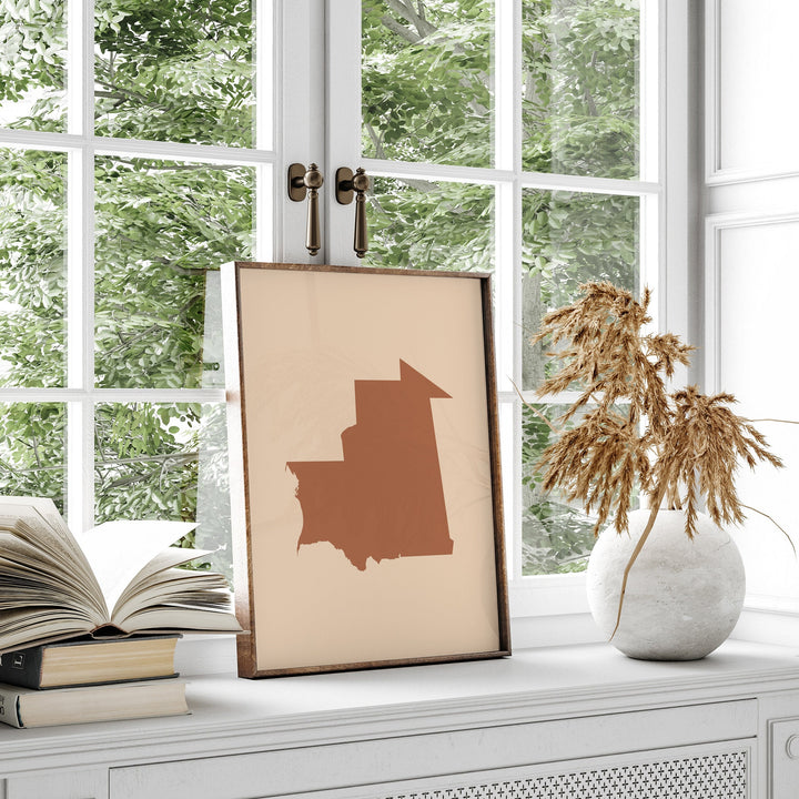 Mauritania Map Boho Wall Art Print Mid Century Travel Poster