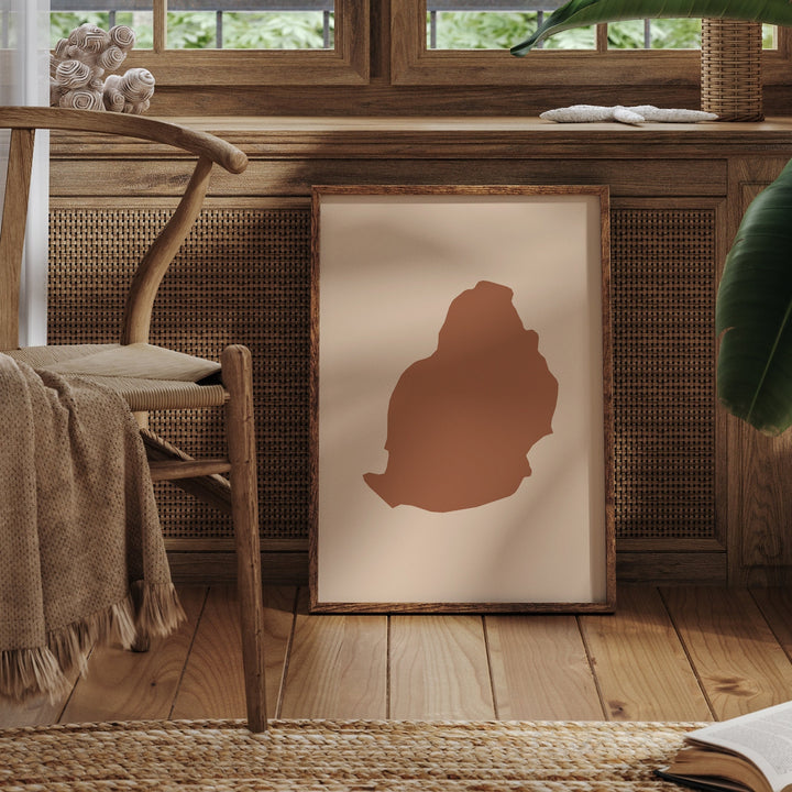 Mauritius Map Boho Wall Art Print Mid Century Travel Poster